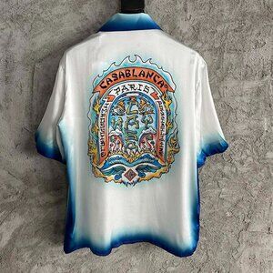 Blue Casablanca Short Sleeve Cuban Collar Shirt